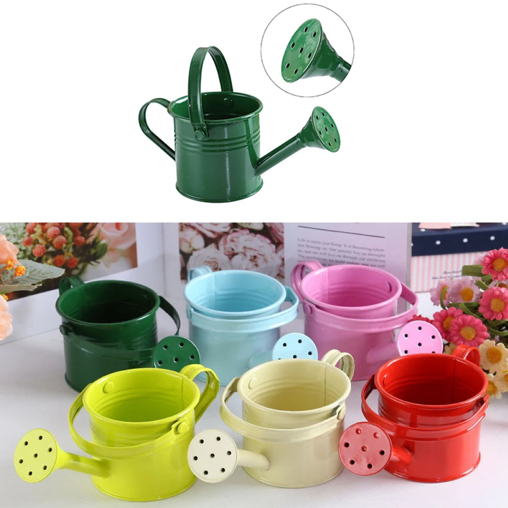 1Pcs Metal Watering Can Garden Flower Kettle Mini Small Water Spraying Pot Sprinkle with Large Capacity For Kids Adult