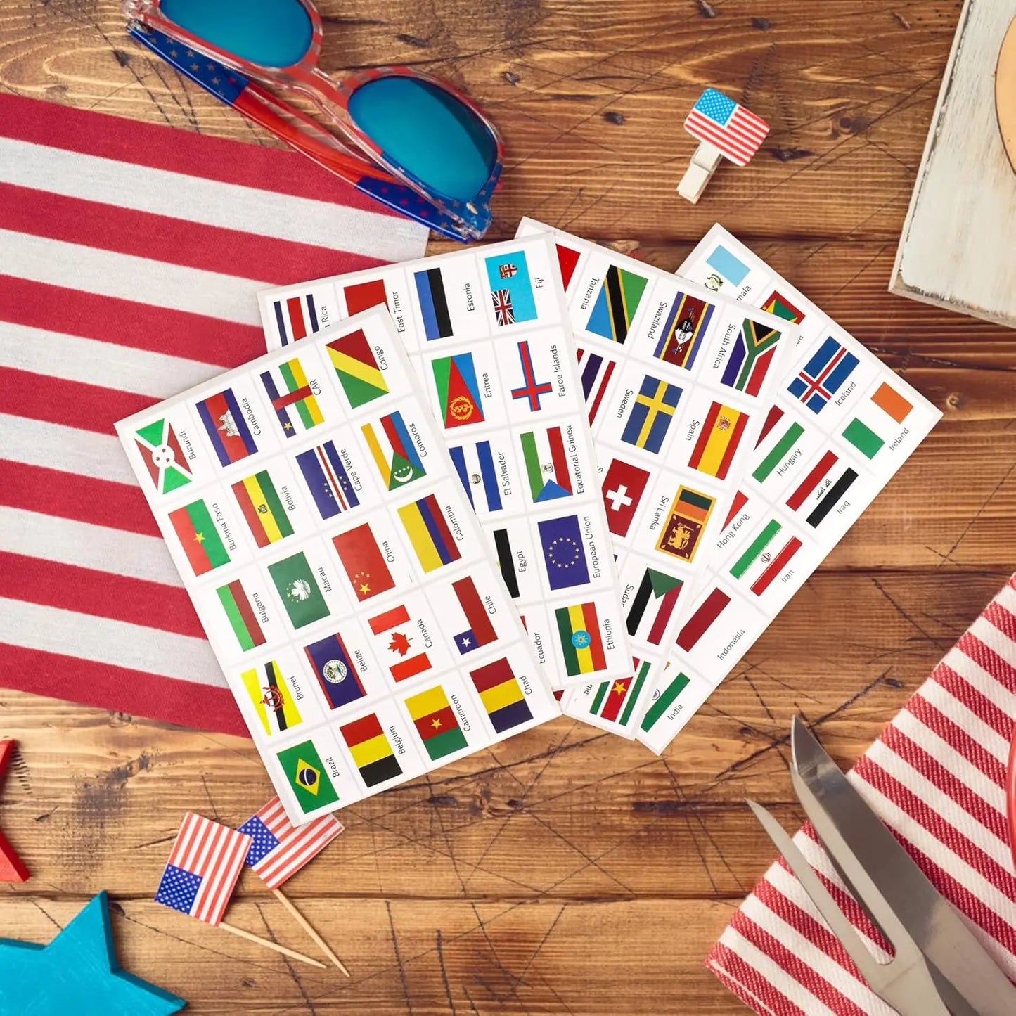 192 Countries World Flag Stickers Self-Adhesive World Country Travel Labels Face Stickers for Journal Party Passport Stickers