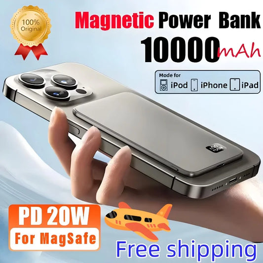 10000mah Fast Charging External Battery Ultra Thin Power Bank For Magnetic Wireless Portable Battery For Iphone Samsung Xiaomi