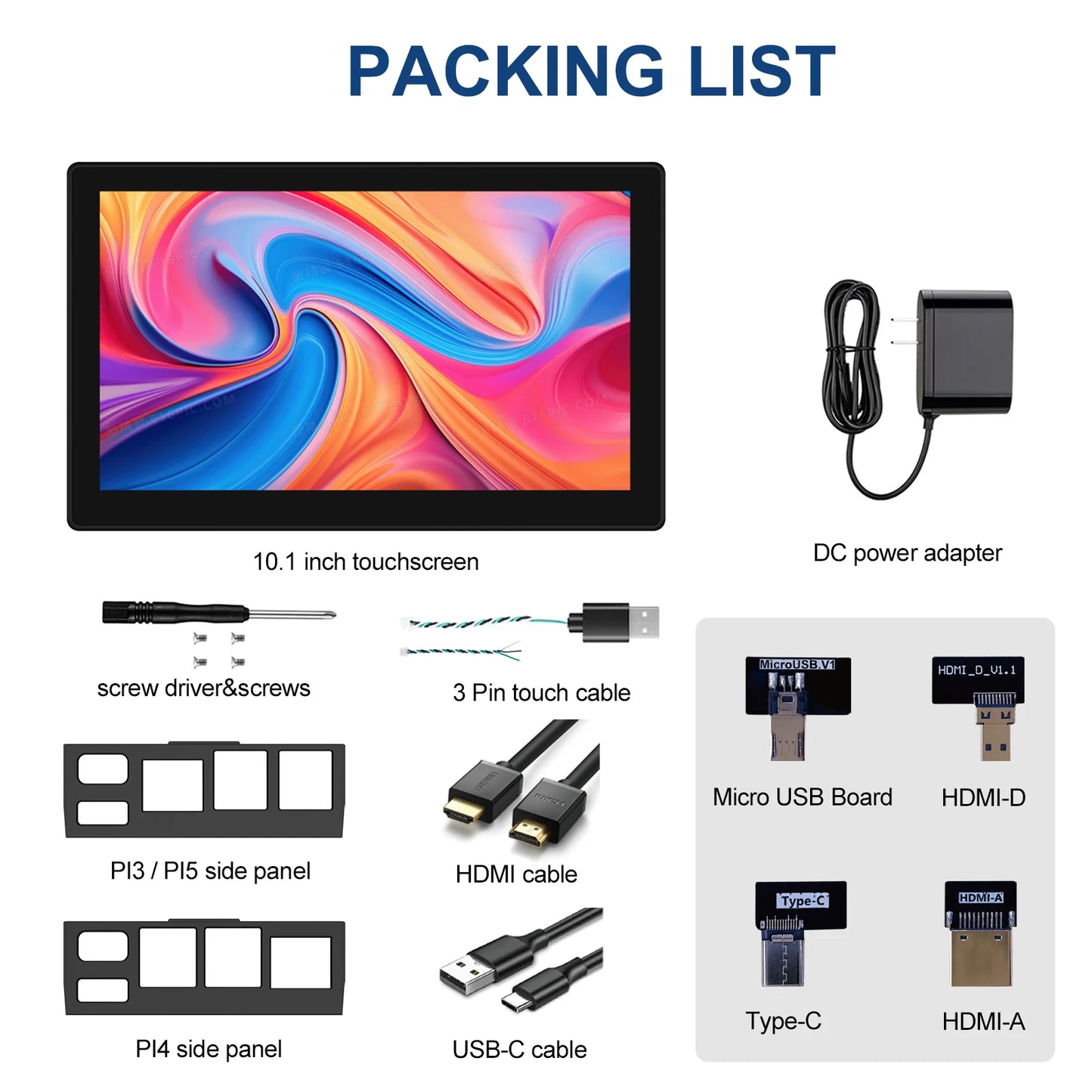 10.1 inch Touch Screen Raspberry Pi Monitor 1920x1200 LCD 16:9 60Hz Raspberry Pi 5 4 3 Industrial Display for Python
