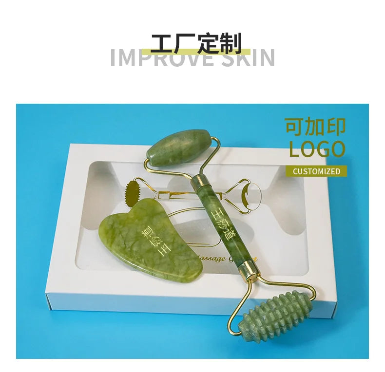 Natural Jade Roller Massager for Face Roller facial liftting Anti-wrinkle Gua Sha Jade Stone Face Massager Beauty Skin Care Tool