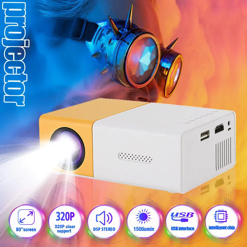 Portable LED projector Equip 72 lnch Screen and Bracket Dlp Full Hd 1000 Lumen Home Theater Media Player Outdoor Mini Projector