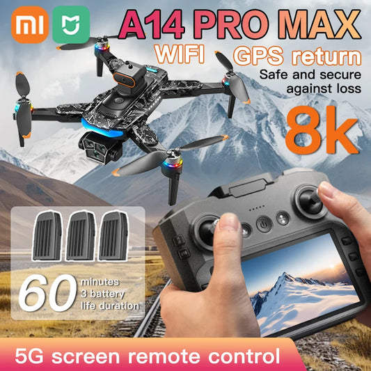 Xiaomi Mijia A14 Pro Max GPS Drone 8K HD Camera Touch Screen Remote Control Quadcopter 360° Obstacle Avoidance Brushless RC Toys