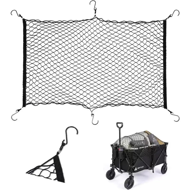 1pc Car Pet Isolation Net Dog Luggage Cat Storage Obstacle Network Safe Driving Fixed Hook Trunk Net Bag 120cm/70 Auto Organizer
