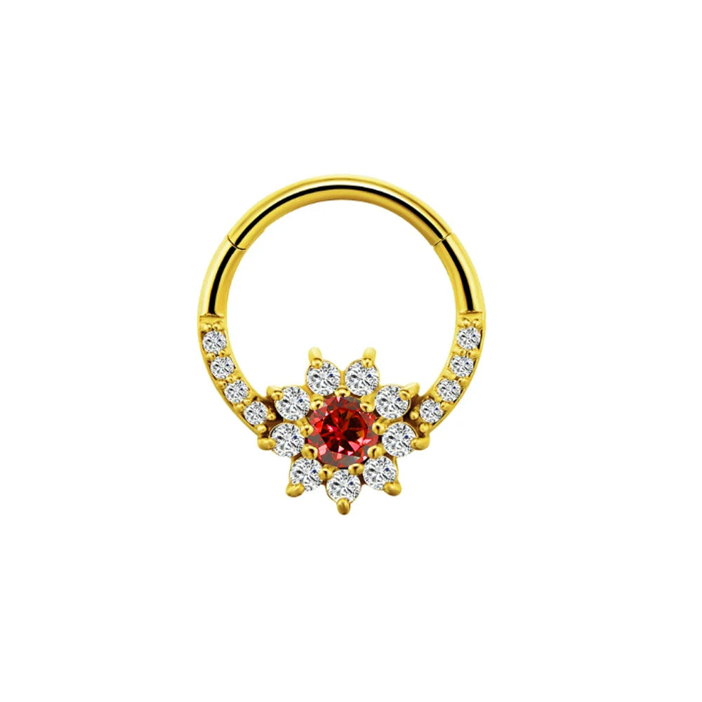 Zircon Clicker Daith Piercing Nose Ring  Ear Cartilage Helix Hoop Body Septum For Women Men 316L Surgical Steel
