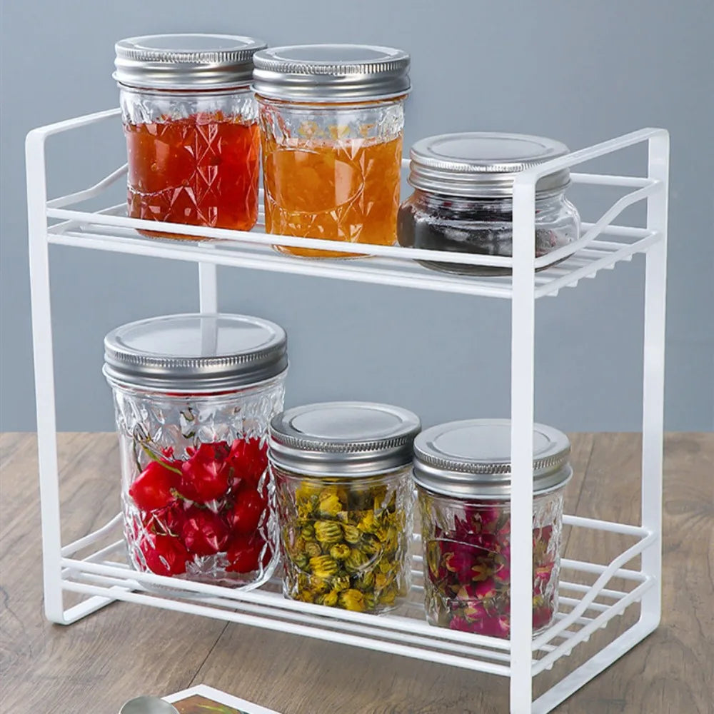 120ml-650ml Transparent Glass Sealed Bottle Mason Jar Diamond Pattern Jam Juice Bottle Labelable Seal Bottle Kitchen Tool