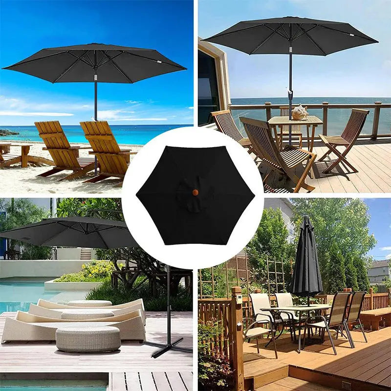 Parasol Patio Umbrella Replaceable Cloth Beach Canopy Summer Outdoor Garden Uv Protection Sunshade Umbrella Top Cloth 6/8 Ribs