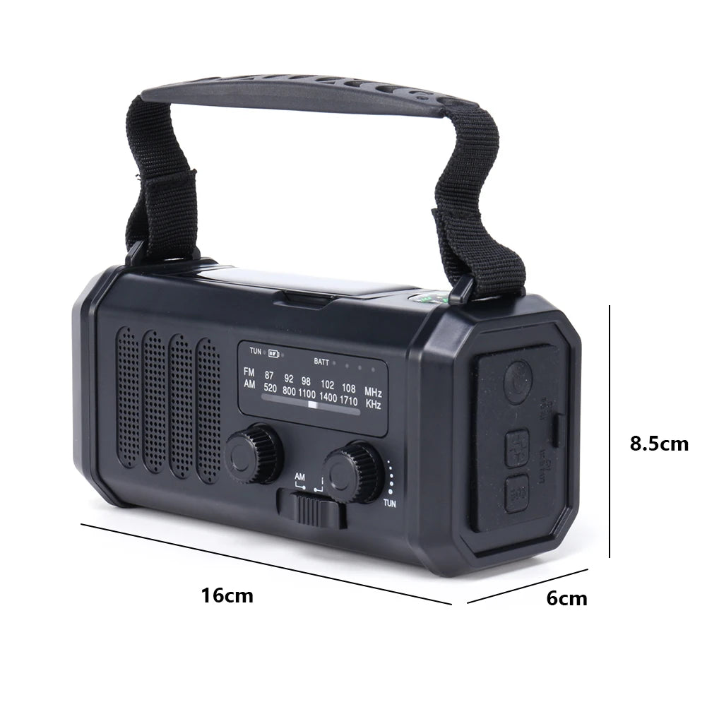 10000mAh Emergency Solar Power Radio USB Charging Hand Crank Dynamo Flashlight FM AM WB NOAA Weather Radio Power Bank