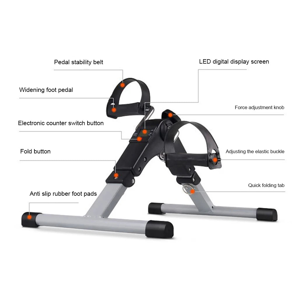Mini Exercise Bike with LCD Display Elderly Rehabilitation Bicycle Adjustable Resistance Multifunctional Home Fitness Equipment