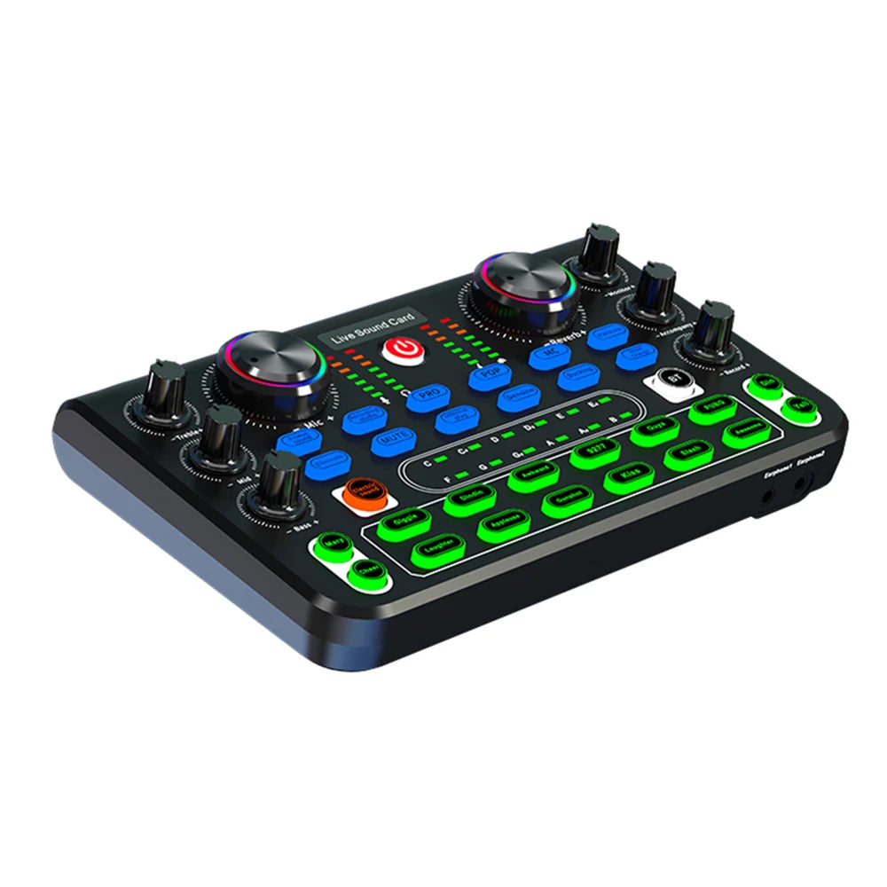 Voice Changer Sound Card with Multiple Sound Effects Sound Mixer Board X60 Sound Card for Live Streaming Music Recording