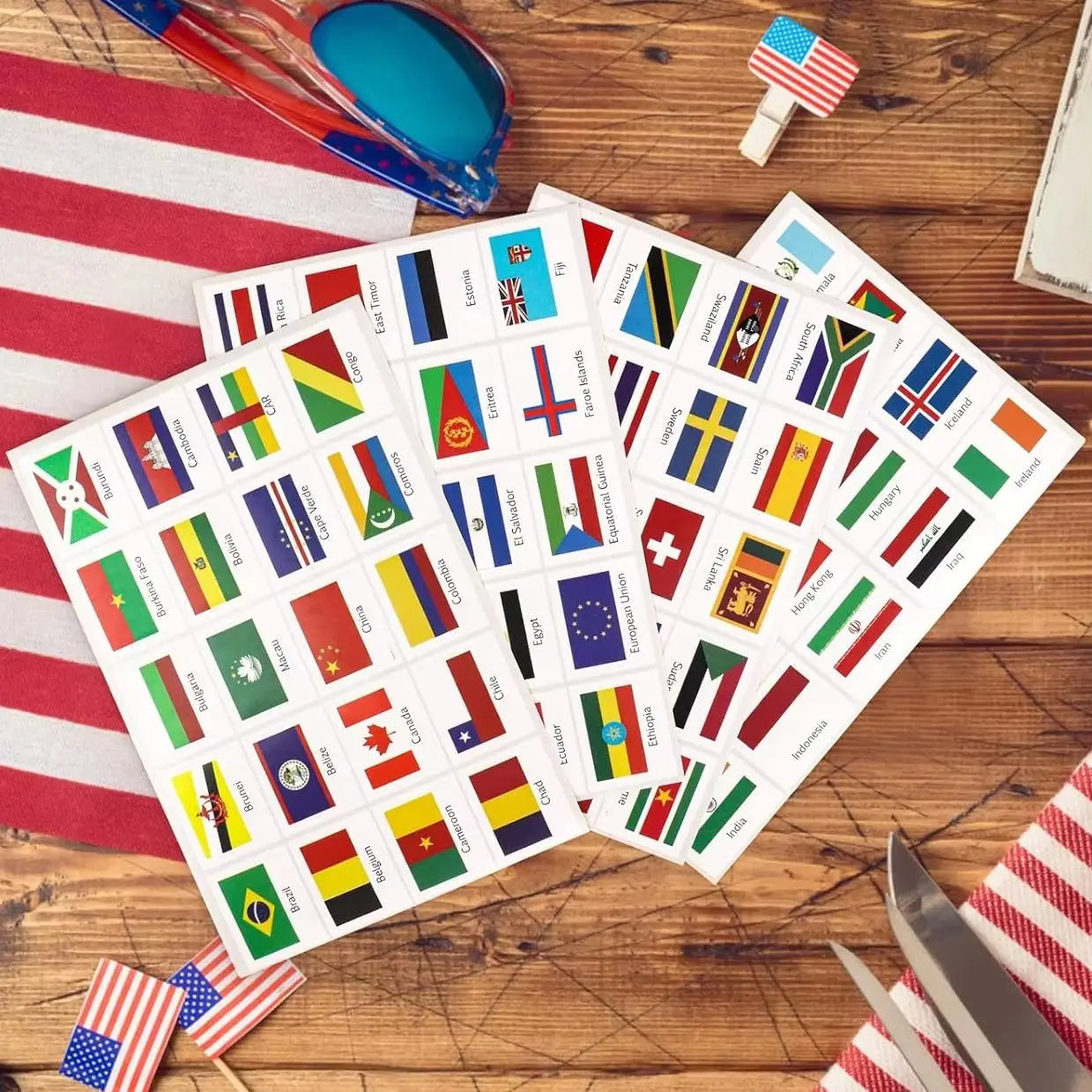 192 Countries World Flag Stickers Self-Adhesive World Country Travel Labels Face Stickers for Journal Party Passport Stickers