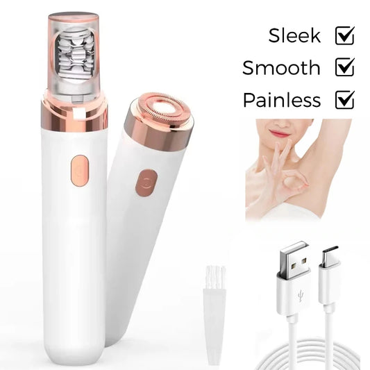 2-in-1 Electric Epilator & Shaver for Women, USB Charge Style Facial Hair Removal Precision Trimmer for Face, Legs, Bikini, Arms