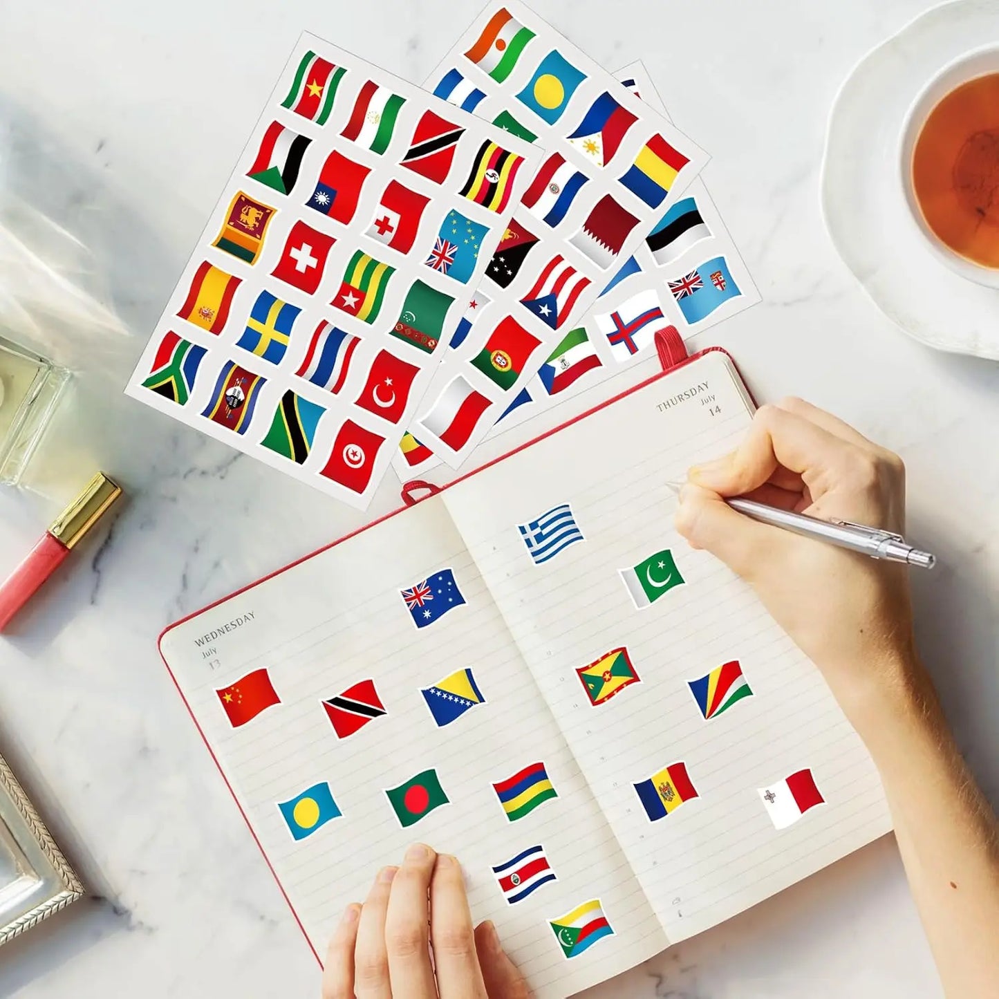 192 Countries World Flag Stickers Self-Adhesive World Country Travel Labels Face Stickers for Journal Party Passport Stickers