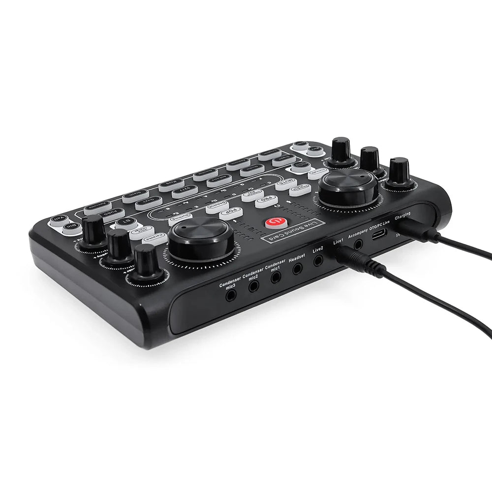 Sound Mixer Board Live Sound Card for Live Streaming Voice Changer Sound Card with Sound Effects,Audio Mixer for Music Recording