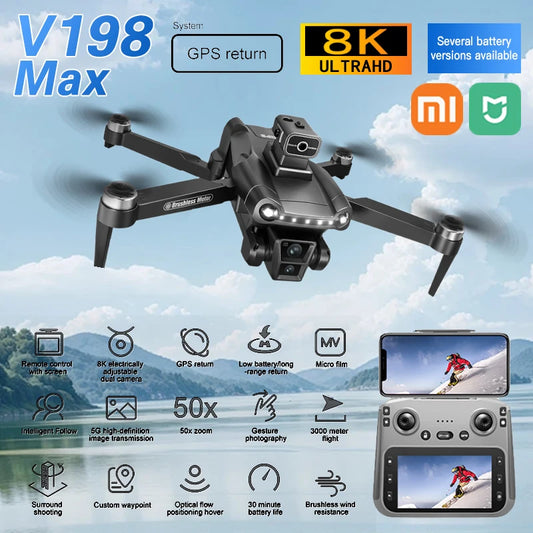 XIAOMI MIJIA V198 MAX GPS Drone New with 8k professional HD camera  WiFi/5G Brushless Foldable Quadcopter remote control Drone