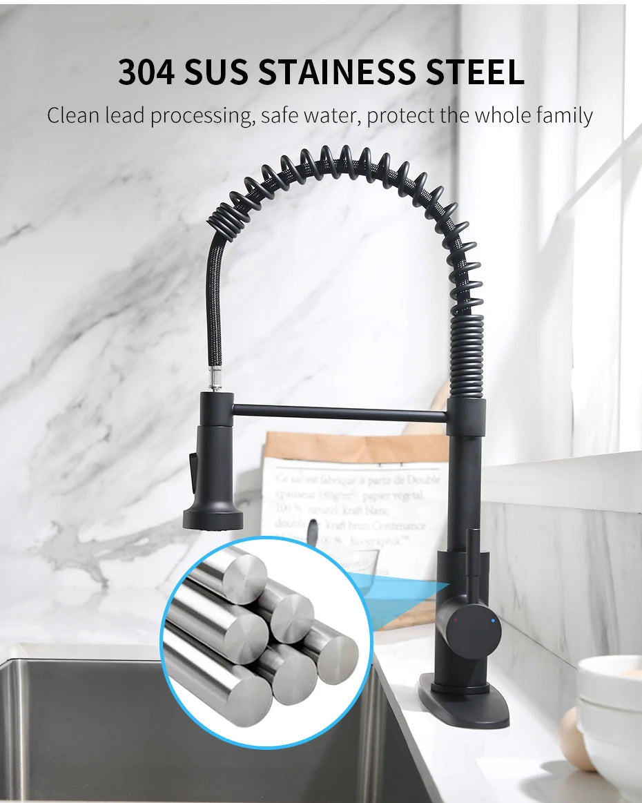 Touchless LED Light Kitchen Sink Faucet Pull Down Sprayer Smart Motion Sensor Activated Kitchen Faucet Matte Black 1079