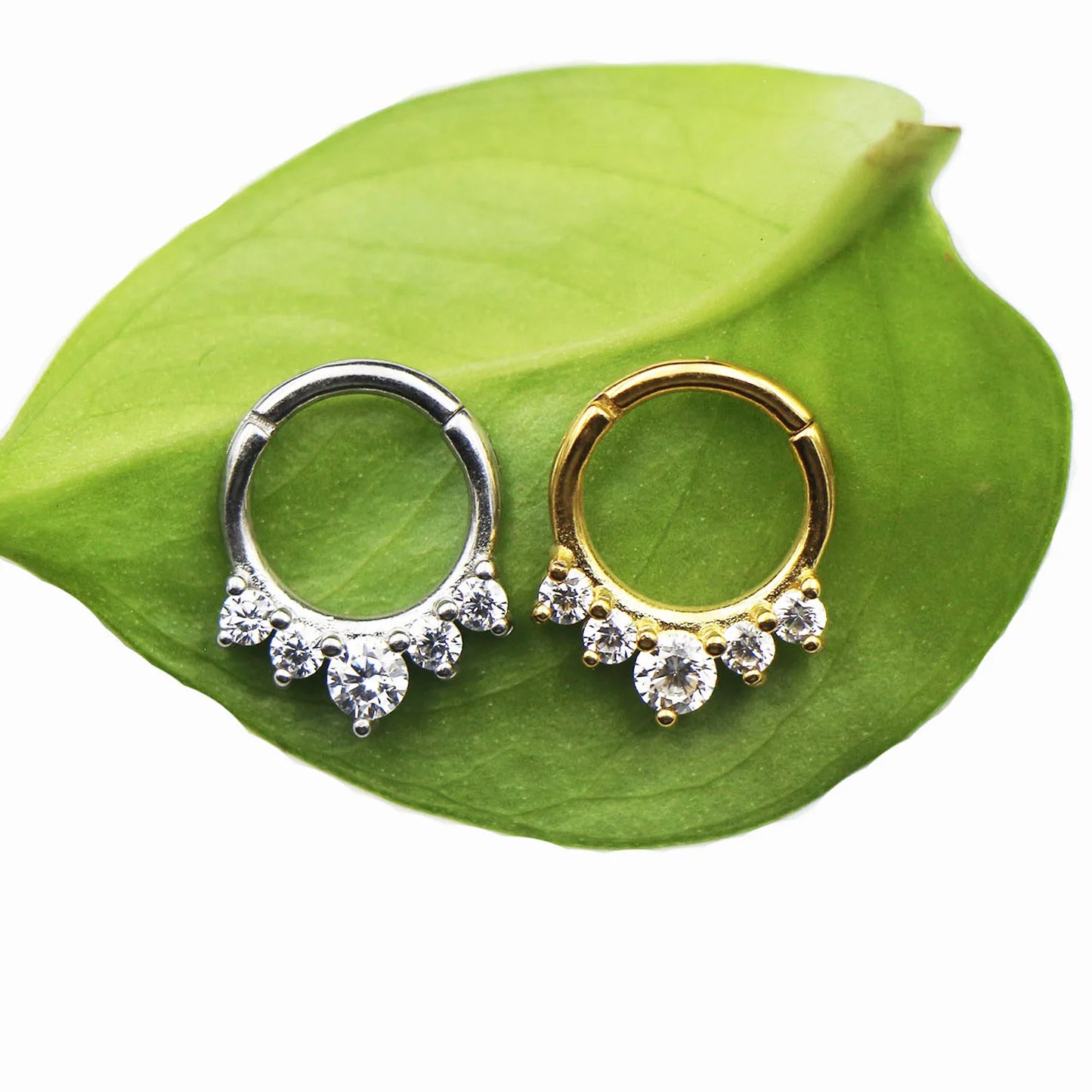 Zircon Clicker Daith Piercing Nose Ring  Ear Cartilage Helix Hoop Body Septum For Women Men 316L Surgical Steel