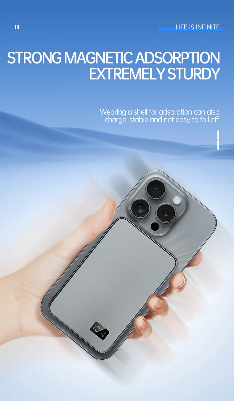 10000mah Fast Charging External Battery Ultra Thin Power Bank For Magnetic Wireless Portable Battery For Iphone Samsung Xiaomi