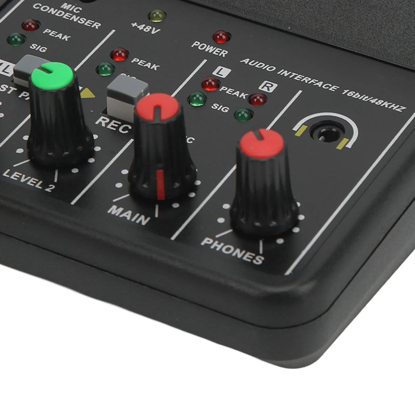 Audio Mixer Sound Board Portable 2 Channels Audio Mixer 48V Phantom Power USB Power Supply 2 Channels for Music Recording