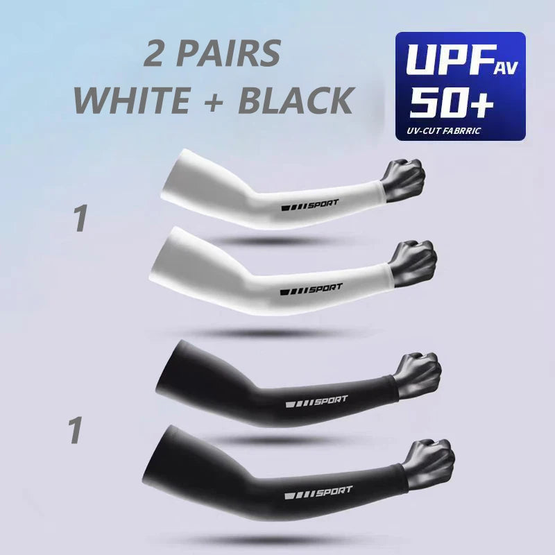 1/2/4 Pairs UV Sun Protection Arm Sleeves for Men Women, Compression Cooling Sun Sleeves - Sports - Workouts - Tattoo Cover