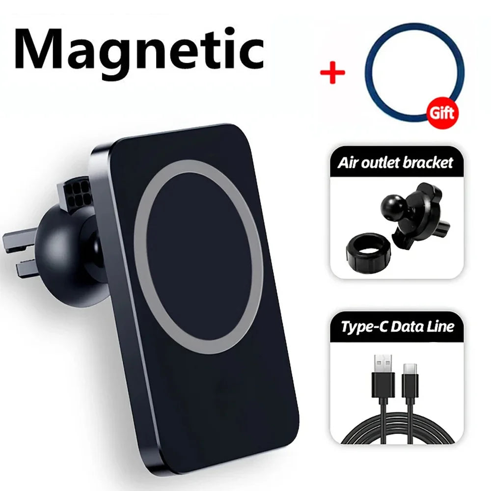 100W Car Phone Holder Wireless Charger Car Mount Magnetic Car Chargers Wireless For iPhone 15 14 13 12 Pro Max XS Xiaomi Samsung
