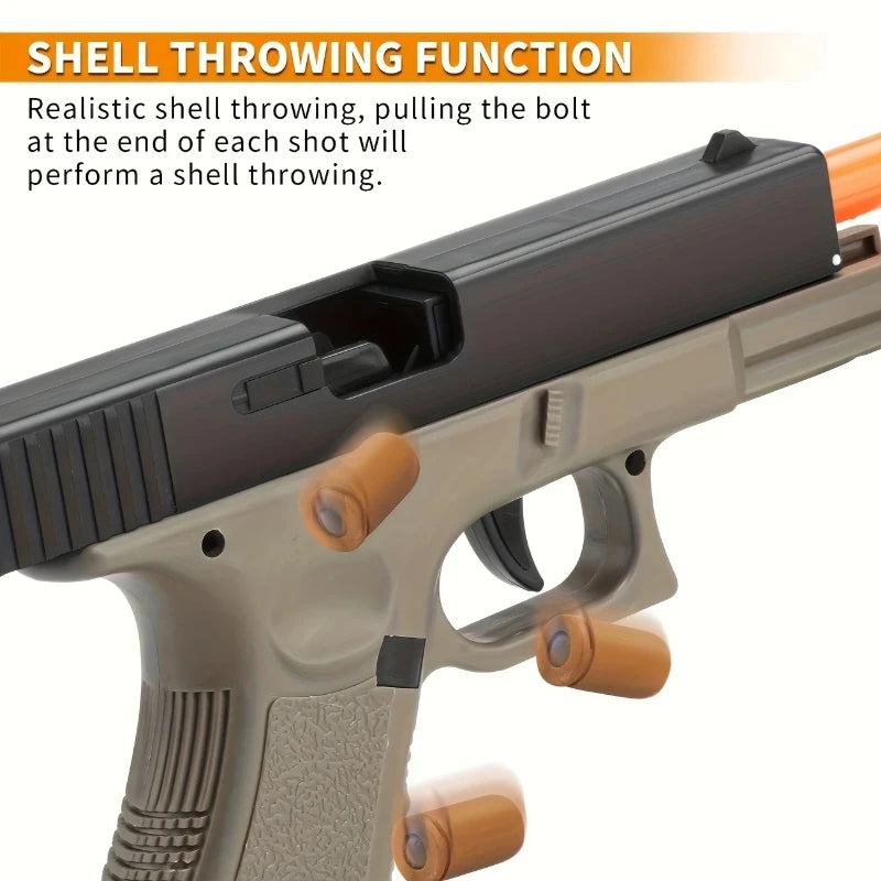 (USA shipment)Soft Bullet Toy Gun - Semi-Automatic Handgun with Shell Ejection and Auto Rebound， Tactical Target Shooting Game