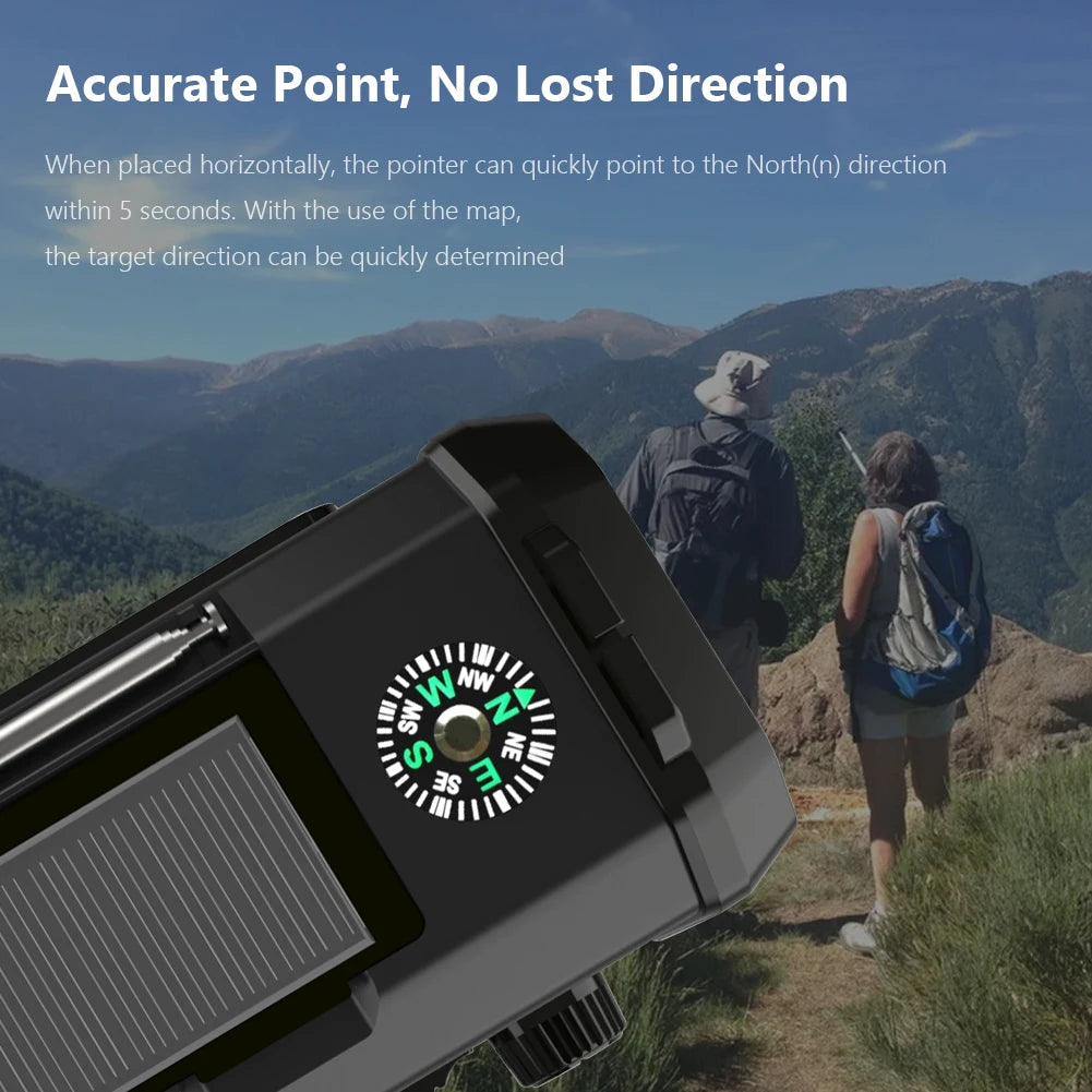 10000mAh Emergency Solar Power Radio USB Charging Hand Crank Dynamo Flashlight FM AM WB NOAA Weather Radio Power Bank