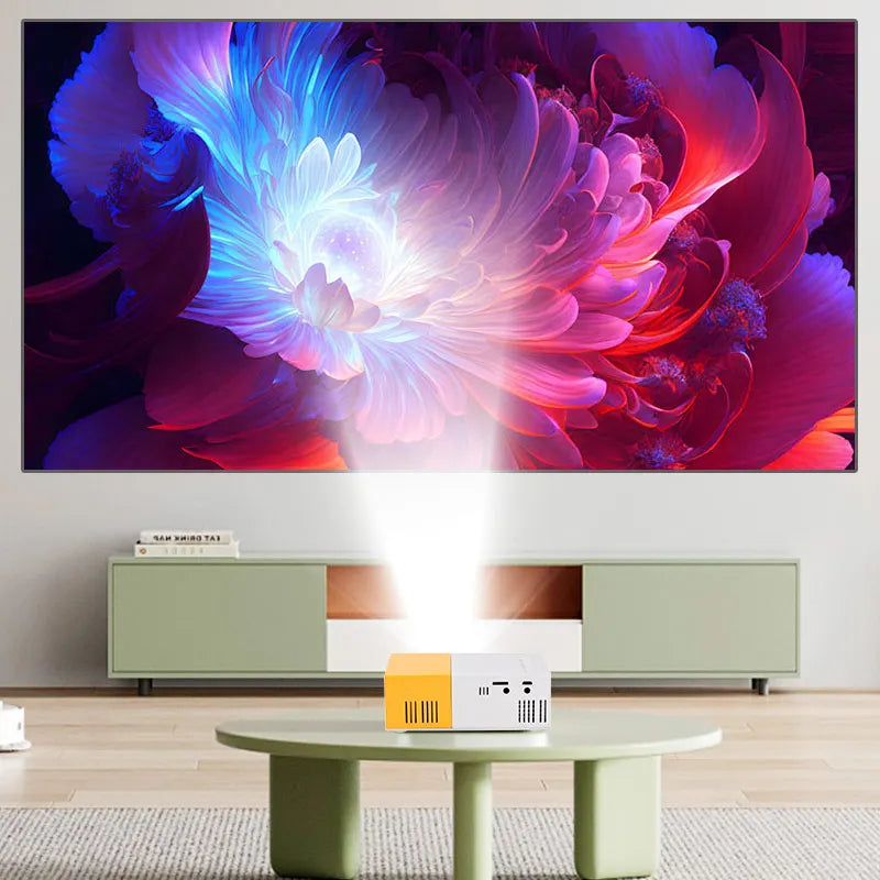 Portable LED projector Equip 72 lnch Screen and Bracket Dlp Full Hd 1000 Lumen Home Theater Media Player Outdoor Mini Projector