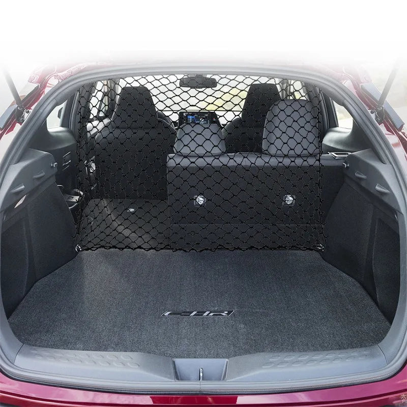 1pc Car Pet Isolation Net Dog Luggage Cat Storage Obstacle Network Safe Driving Fixed Hook Trunk Net Bag 120cm/70 Auto Organizer