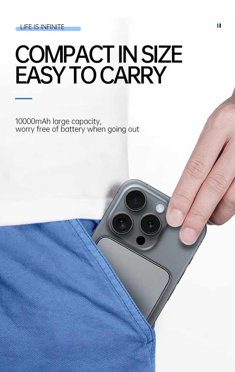 10000mah Fast Charging External Battery Ultra Thin Power Bank For Magnetic Wireless Portable Battery For Iphone Samsung Xiaomi