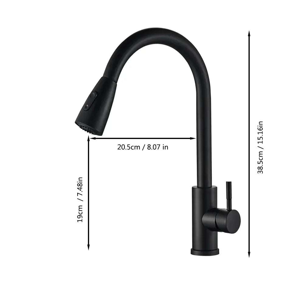 Stainless Steel Lead-Free Environmentally Friendly Kitchen Composite Pull-Out Faucet (Black) With Second Level Water Outlet
