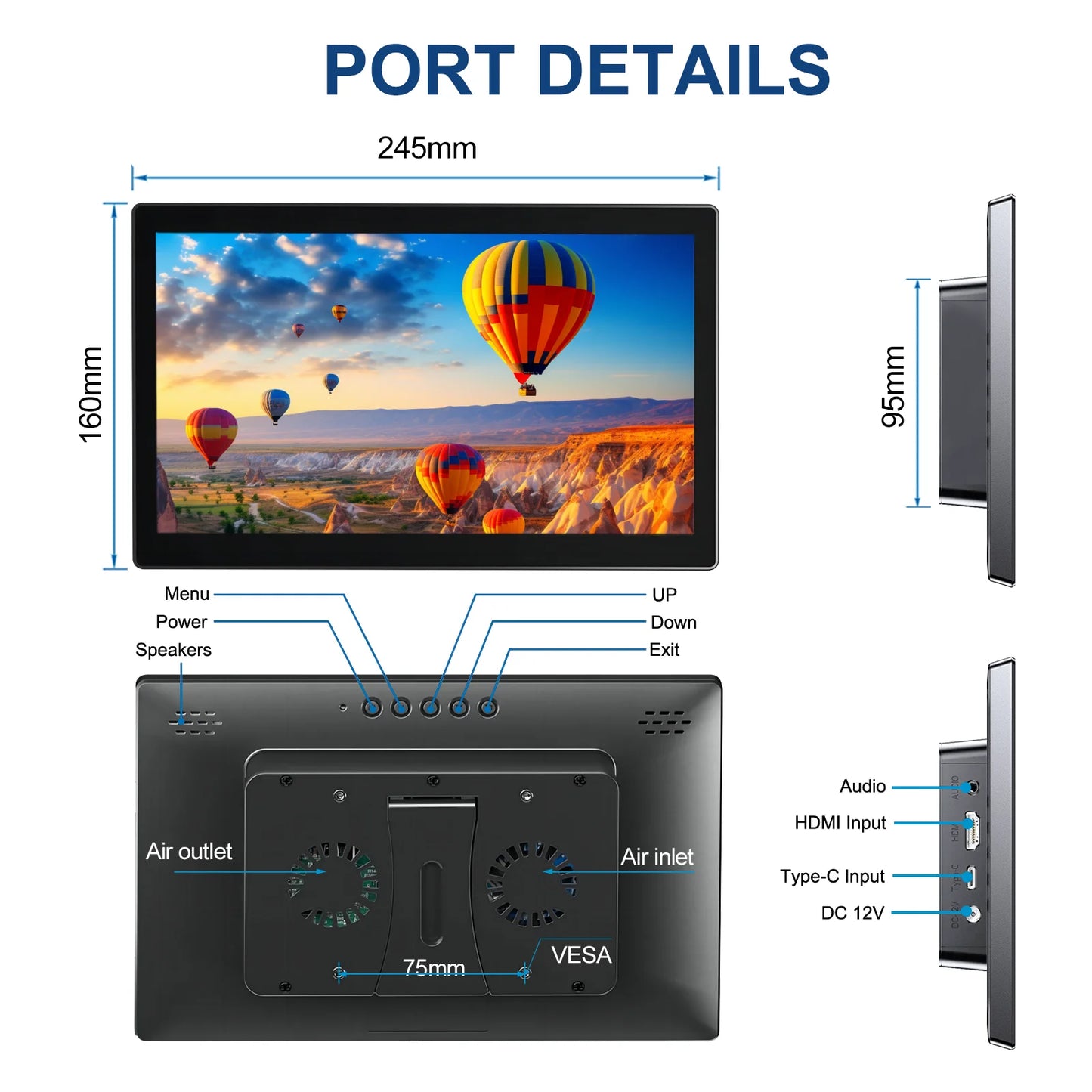 10.1 inch Touch Screen Raspberry Pi Monitor 1920x1200 LCD 16:9 60Hz Raspberry Pi 5 4 3 Industrial Display for Python