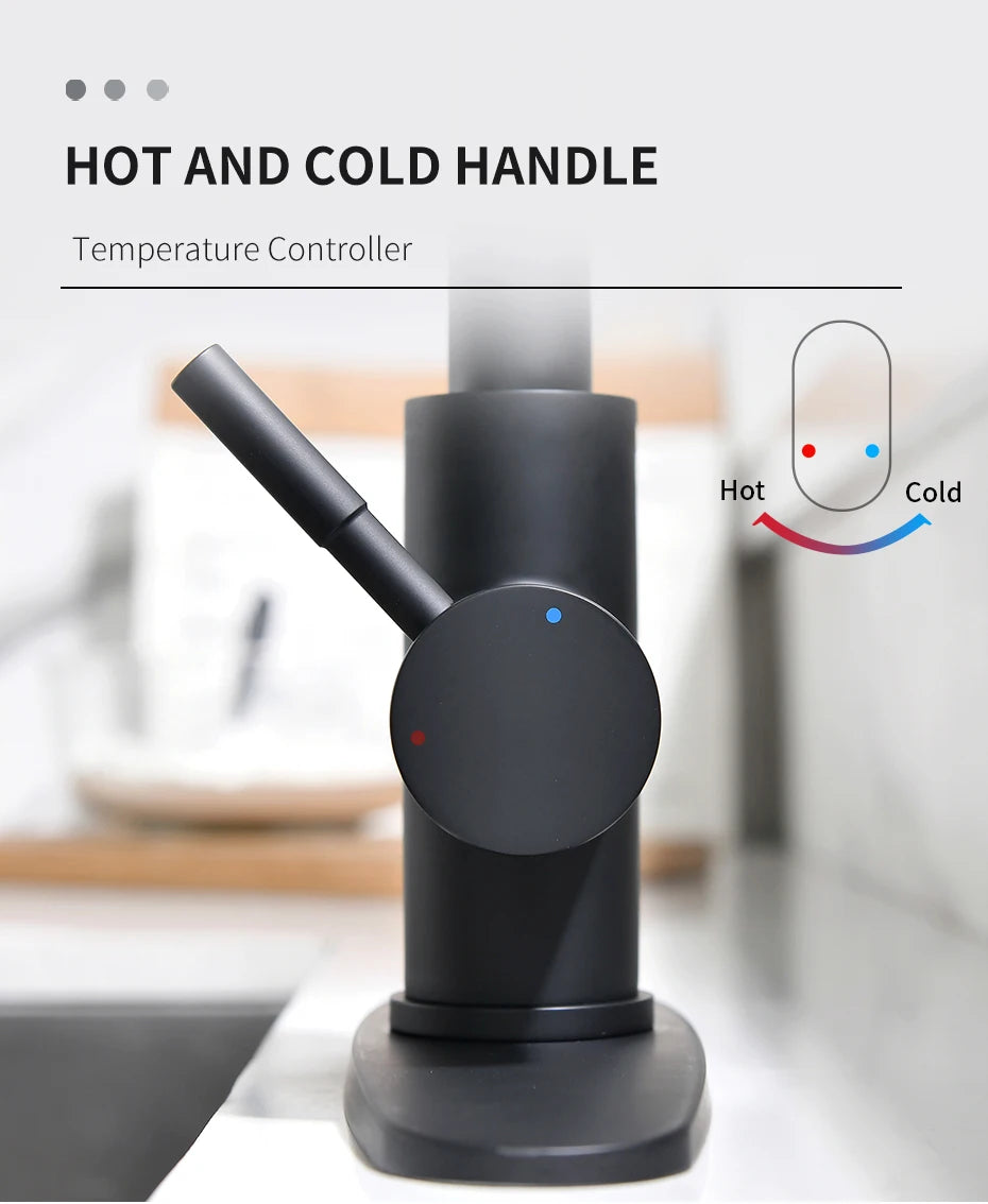 Touchless LED Light Kitchen Sink Faucet Pull Down Sprayer Smart Motion Sensor Activated Kitchen Faucet Matte Black 1079