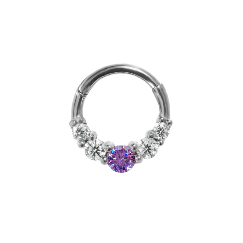 Zircon Clicker Daith Piercing Nose Ring  Ear Cartilage Helix Hoop Body Septum For Women Men 316L Surgical Steel
