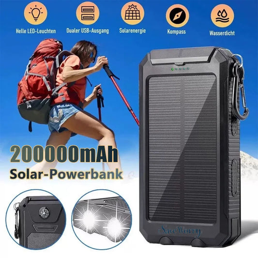 200000mAh Waterproof Outdoor Solar Power Bank Dual USB Travel Outdoor Solar Mobile Phone Charger Solar Powerbanks For Camping
