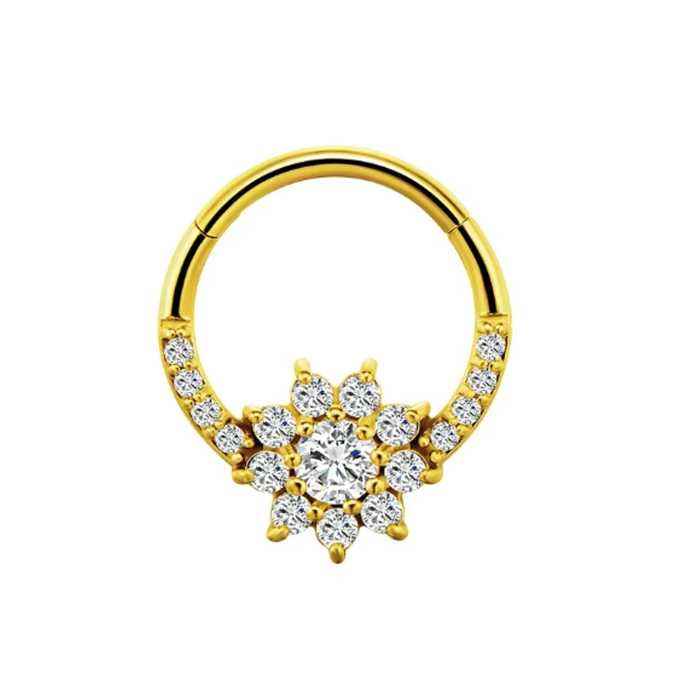 Zircon Clicker Daith Piercing Nose Ring  Ear Cartilage Helix Hoop Body Septum For Women Men 316L Surgical Steel