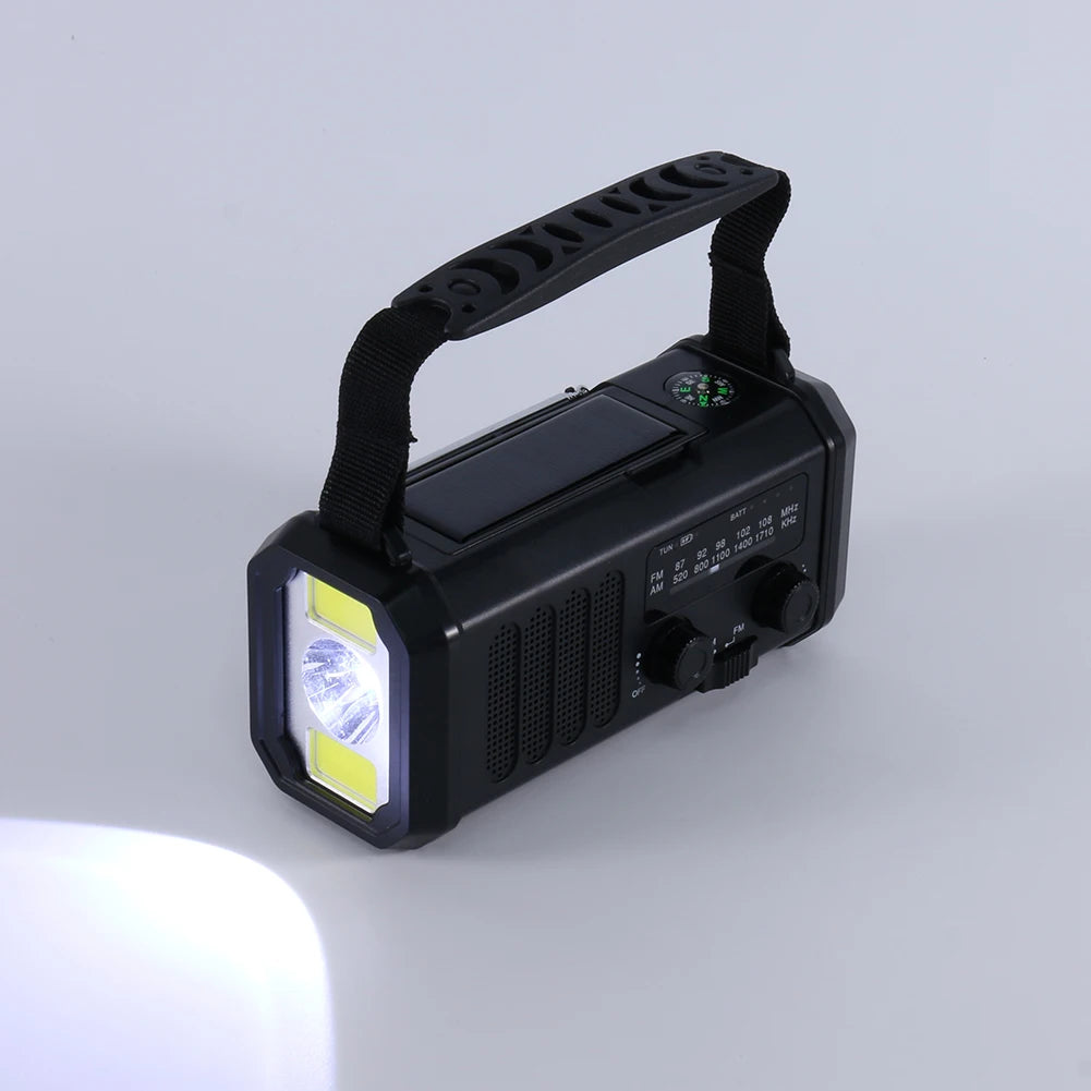 10000mAh Emergency Solar Power Radio USB Charging Hand Crank Dynamo Flashlight FM AM WB NOAA Weather Radio Power Bank