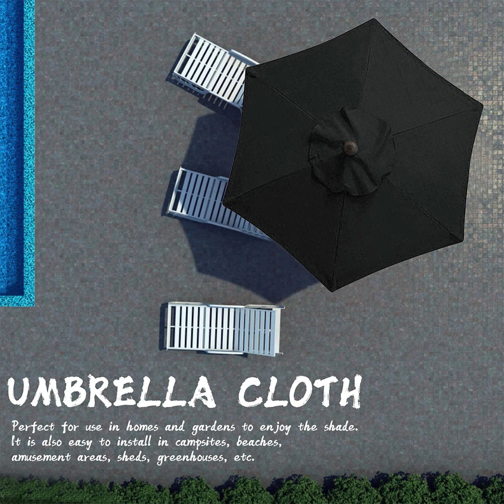 6 Bones Umbrella Replacement Canopy Without Stand 2m Parasol Replaceable Cloth UV Protection Detachable for Outdoor Beach Garden
