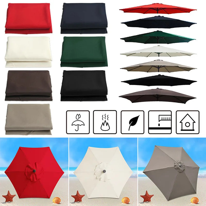 Parasol Patio Umbrella Replaceable Cloth Beach Canopy Summer Outdoor Garden Uv Protection Sunshade Umbrella Top Cloth 6/8 Ribs