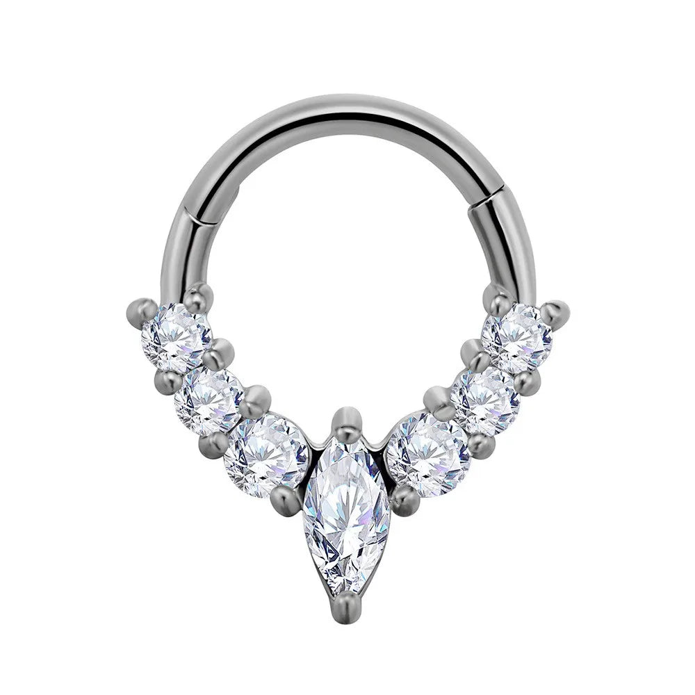 Zircon Clicker Daith Piercing Nose Ring  Ear Cartilage Helix Hoop Body Septum For Women Men 316L Surgical Steel