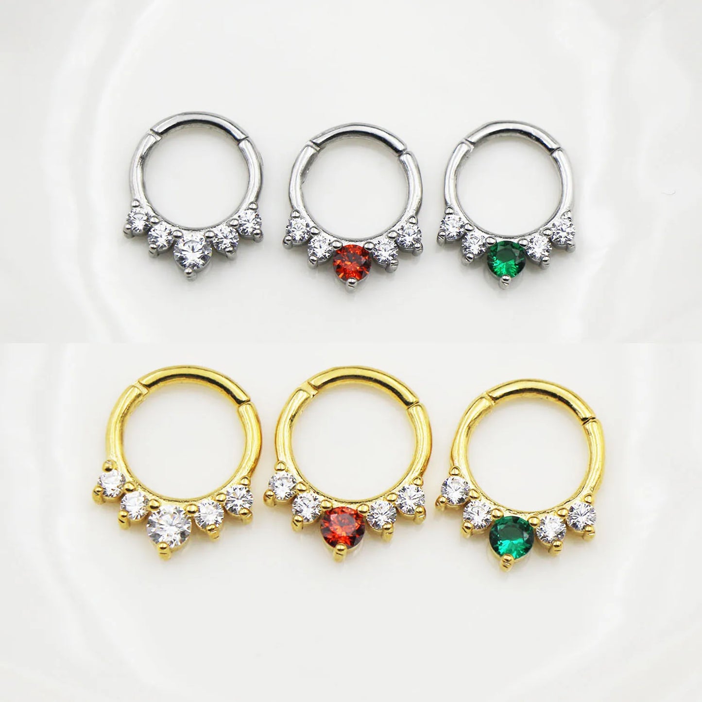 Zircon Clicker Daith Piercing Nose Ring  Ear Cartilage Helix Hoop Body Septum For Women Men 316L Surgical Steel