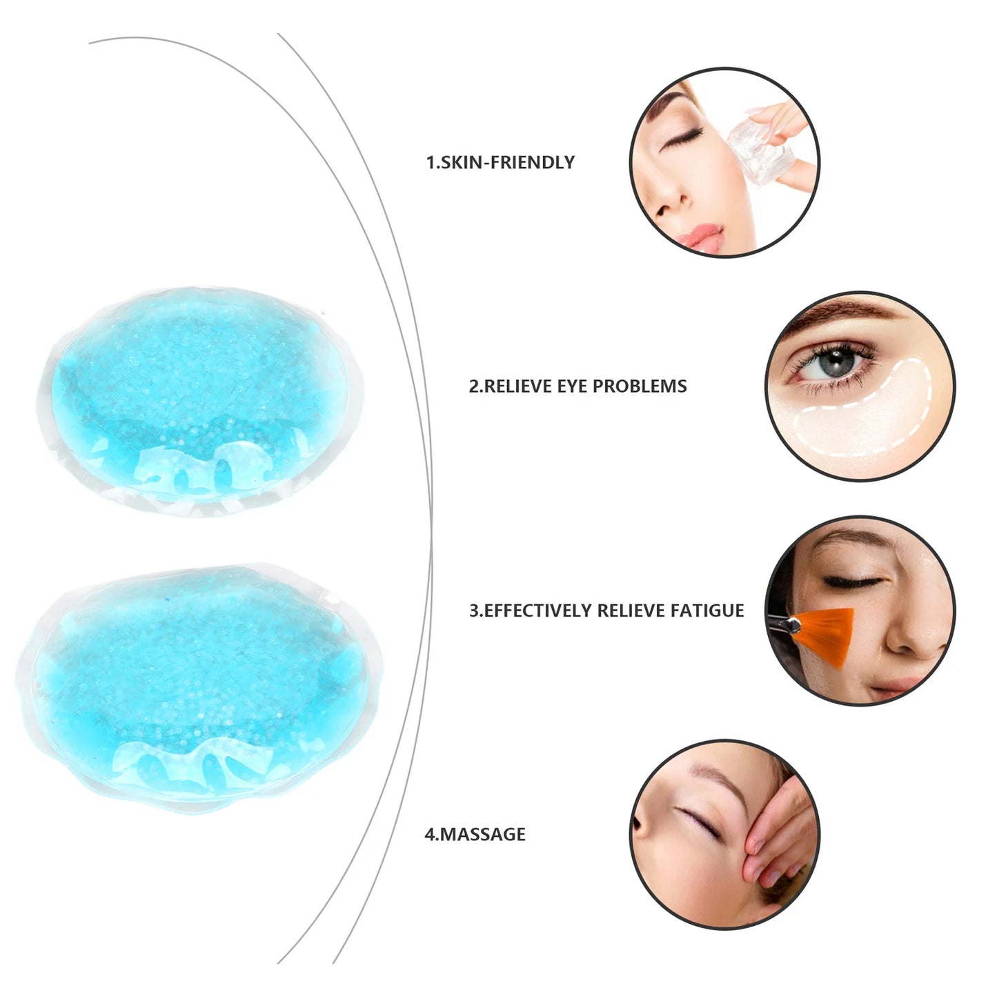 1 Pair Ice Gel Eye Pack 1 Pair Hot Cold Compress Eye Pad Blue Round Swelling Eye Strain Relief Cooling Ice Gel Eye Pack