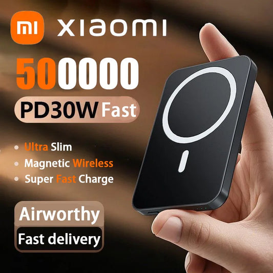 Xiaomi 50000mAh Magnetic Magnet Wireless Ultra Slim Power Bank Mac Fast Charge Auxiliary Battery  Charging For IPhone Samsung