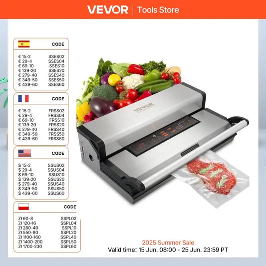 SucceBuy Commercial Vacuum Sealer Machine Multifunction Automatic Food Packaging with Bag Roll Storage Cutter for Home Kitchen