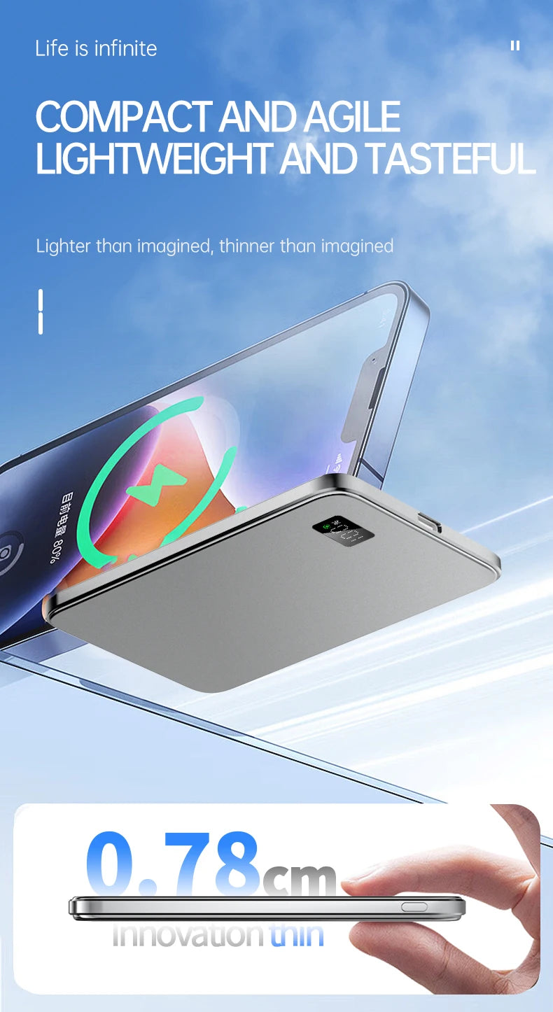 10000mah Fast Charging External Battery Ultra Thin Power Bank For Magnetic Wireless Portable Battery For Iphone Samsung Xiaomi