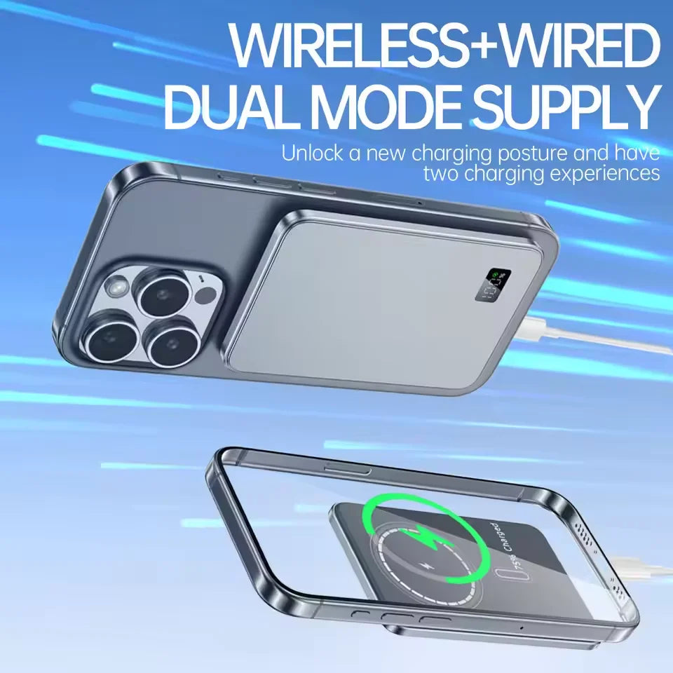 10000mah Fast Charging External Battery Ultra Thin Power Bank For Magnetic Wireless Portable Battery For Iphone Samsung Xiaomi