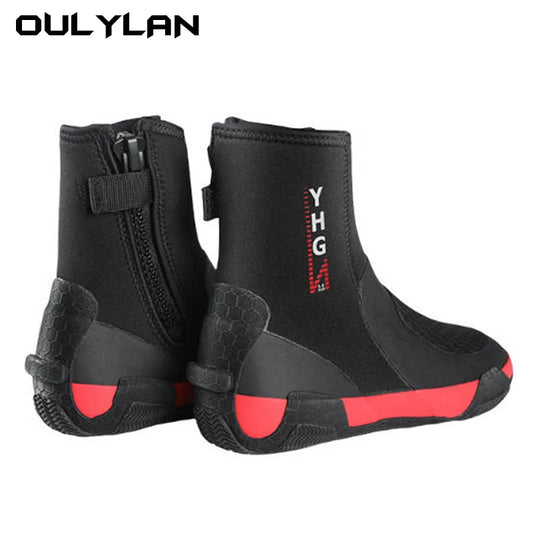 Men's 5mm Neoprene Dive Boots Wetsuit Side Zipper Women Snorkeling Scuba Diving Shoes Boots Water Sports Accessories