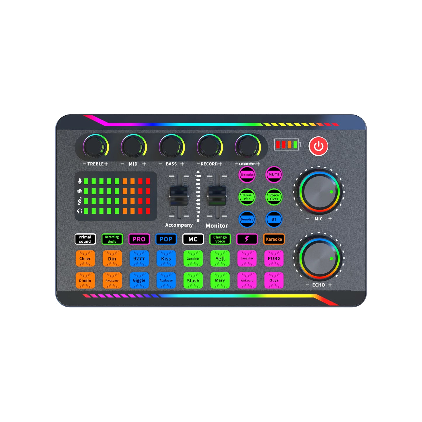 Gaming Audio Mixer Streaming Mixer with Audio Interface BT Sound Board Voice Changer Sound Card,for PC Phone Live Streaming