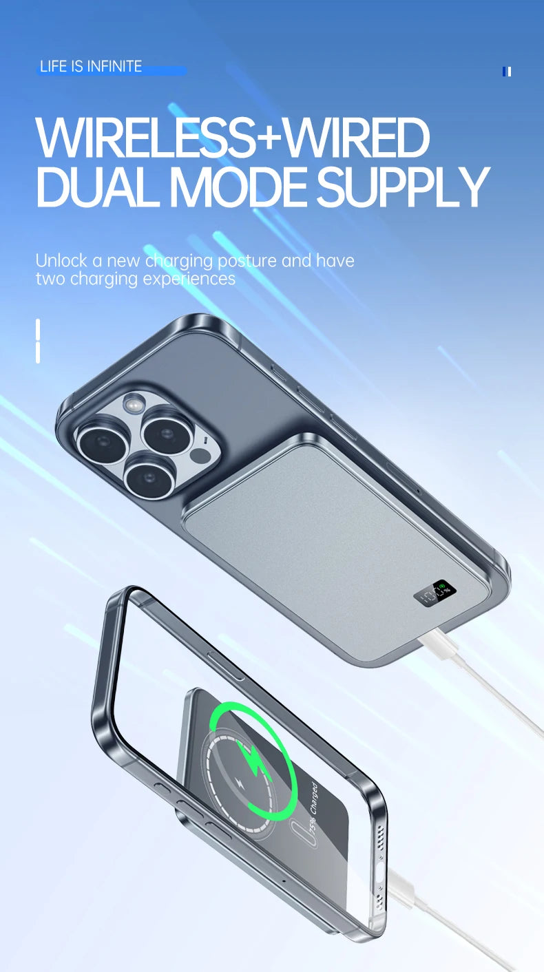 10000mah Fast Charging External Battery Ultra Thin Power Bank For Magnetic Wireless Portable Battery For Iphone Samsung Xiaomi