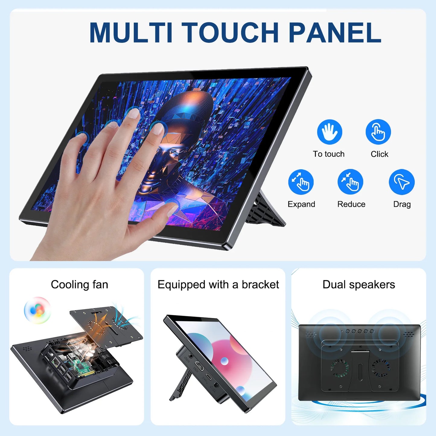 10.1 inch Touch Screen Raspberry Pi Monitor 1920x1200 LCD 16:9 60Hz Raspberry Pi 5 4 3 Industrial Display for Python
